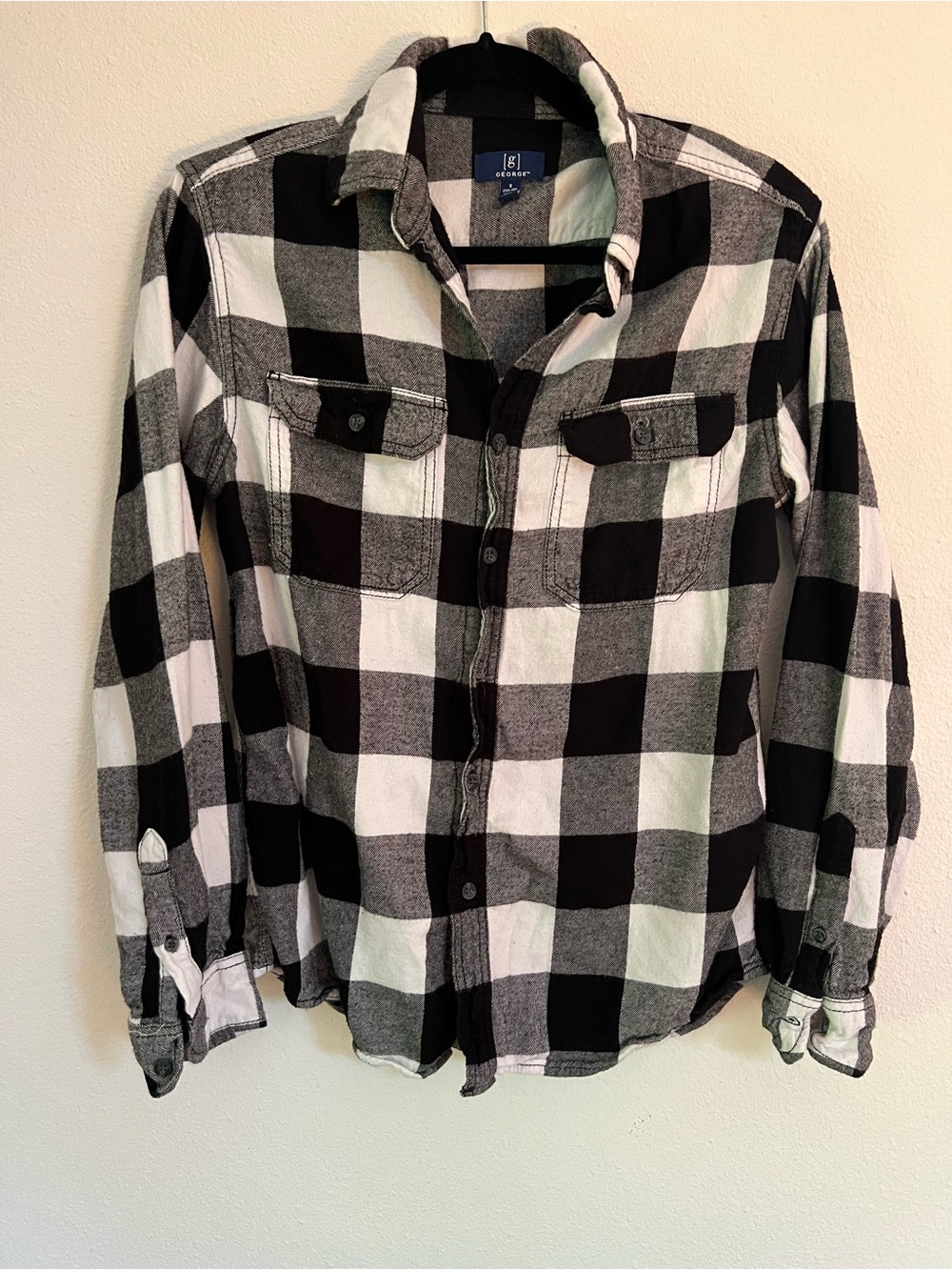 Black & White Plaid Flannel Button-Up